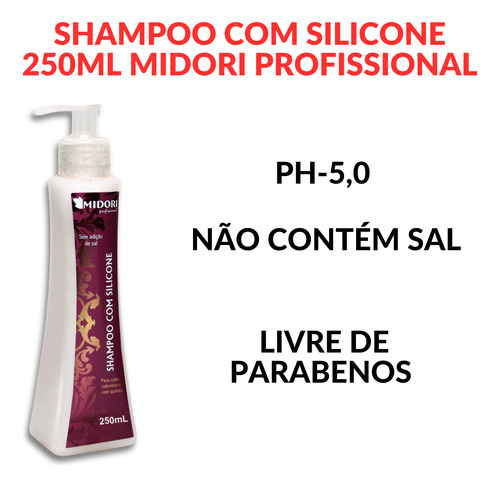 Shampoo Com Silicone Para Cabelos Com Quimica 250ml Midori