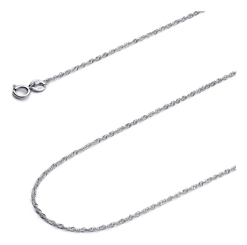Collar De Cadena De Oro Blanco 14k 1mm 22 Con Cierre De Res