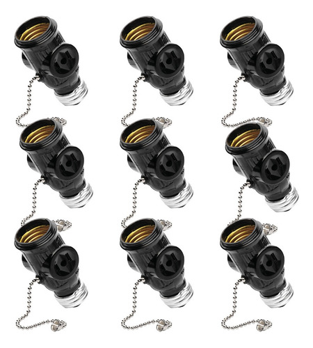 9 Pzs. Socket Portalámparas Ladrón Con Interruptor De Cadena