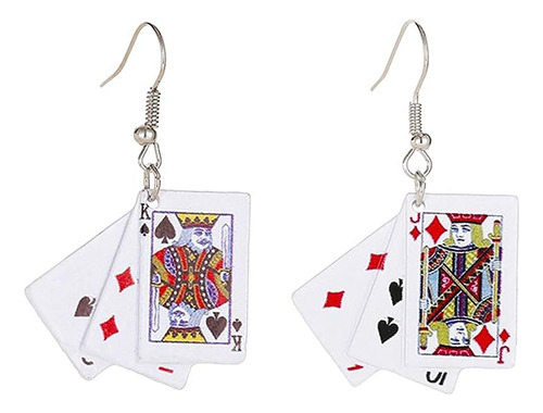 Poker Mujeres Aretes Gota Jugar Tarjeta Resina Niña Casual O