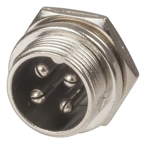 2 Fichas Conector Microfono 4 Pines Din Rosca Macho Chasis