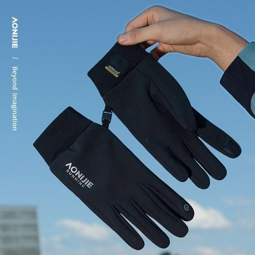 Guantes Térmicos Deportivos Transpirables Running Aonijie Negro / Talle L