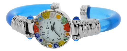 Glassofvenice Reloj Millefiori De Cristal De Murano - Plata 