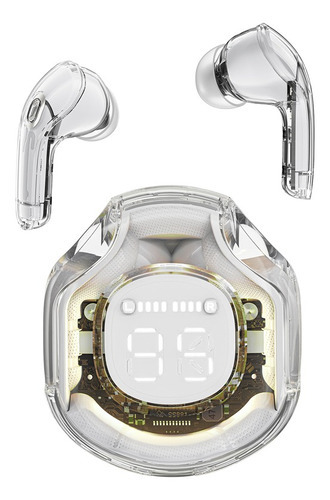 Fone de ouvido in-ear sem fio Acefast T8 Cristal IPX4 T8 branco com luz LED