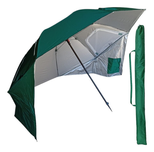 Sombrilla Carpa Playa Camping Bamboo 2.40 Mts Alero Ventana