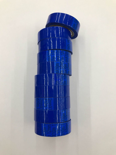Fita Adesiva 12x10 Durex Colorido Azul Pacote Com 10