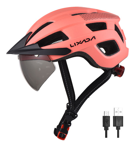 Casco De Seguridad Recargable Con Casco Y Cola De Bicicleta