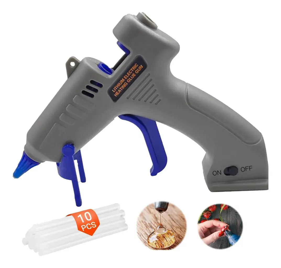 Pistola de Silicona Caliente Inalámbrica Recargable USB 50W Kit con 10 Barras para Manualidades Bricolaje y Reparaciones del Hogar BAKEWAY