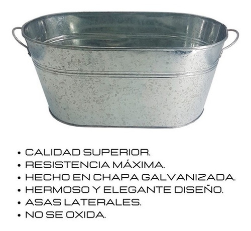 Imagen 3 de 7 de Frapera Hielera Balde Champagne Zinc Oval Varias Botellas Hb