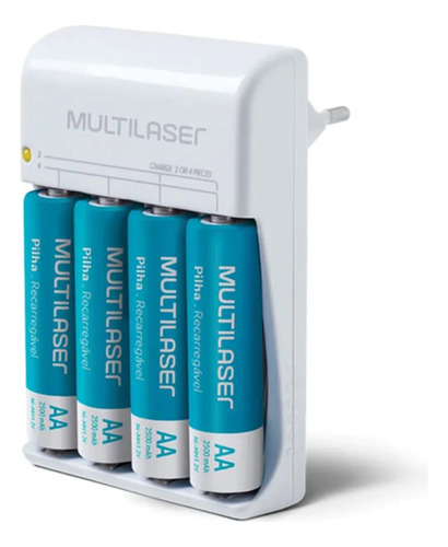 Cargador De Pilas Multilaser Aa / Aaa + 4 Pilas 2500 Mah