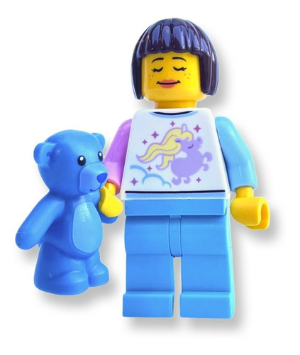 Lego Minifigura Chica En Pijama De Unicornio Y Oso Moc