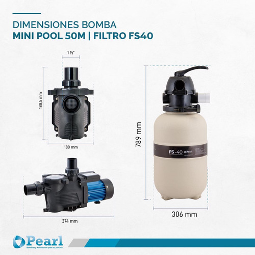 Imagen 6 de 10 de Combo Filtro Arena Fs40 + Bomba Pileta Pearl 0.33 Hp
