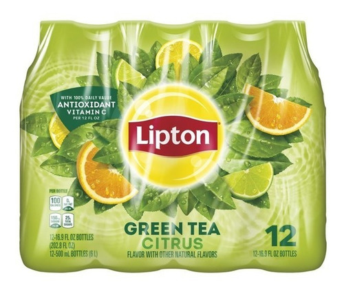 Te Helado Lipton Té Verde Cítrico 12 Botellas 500ml C/u 