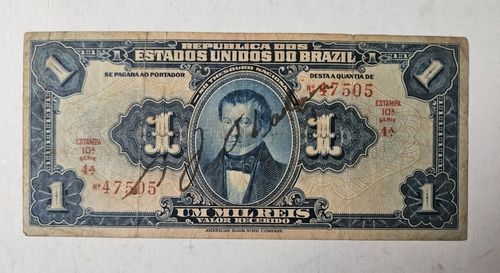 Cédula Brasil 1 Mil Reis R077 Mbc 