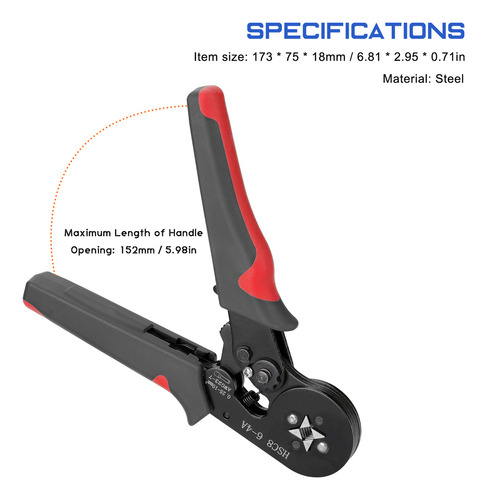 Engarzador De Férulas Awg23-7 Terminal 6-4 Extremes 0.25-1