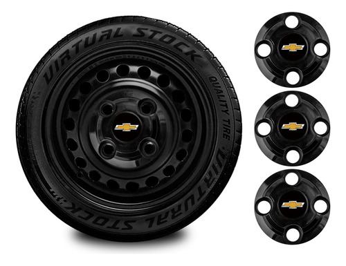 Kit Centrinho Meriva Gm Aro 13 14 15 Roda Ferro Preta 4x100