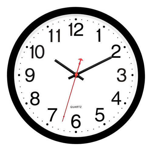 Reloj De Pared Negro Silencioso Sin Tictac, De Cuarzo De 12
