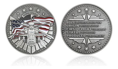 Moeda Comemorativa Helicóptero Ah-64 Apache Challenge Coin