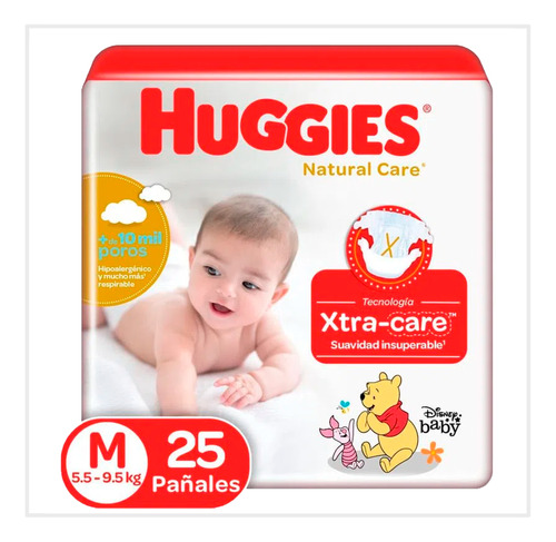 Pañales Huggies Natural Care Talla M 25unds