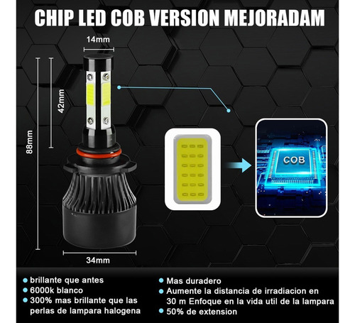 Kit De Focos Led De 4 Lados 12000lm 9005 H11 Para Chevy