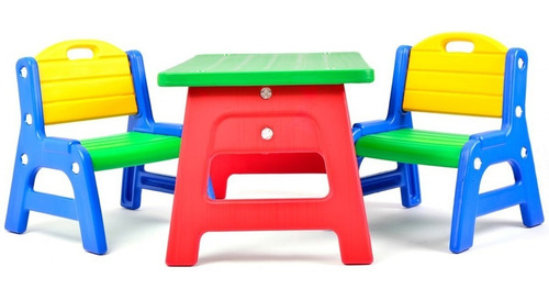 Mesa Mesita Infantil + 2 Sillas Interior Exterior Rodacross