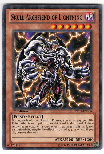 Yugioh Skull Archfiend Of Lightning Starfoil 1st Bp01-en006