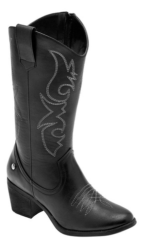 Bota Vaquera De Moramora Para Mujer Negro 110888 T7