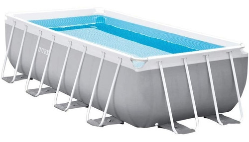 Piscina estructural rectangular Intex 26792 con capacidad de 10874 litros de 488cm de largo x 244cm de ancho gris claro diseño mosaico