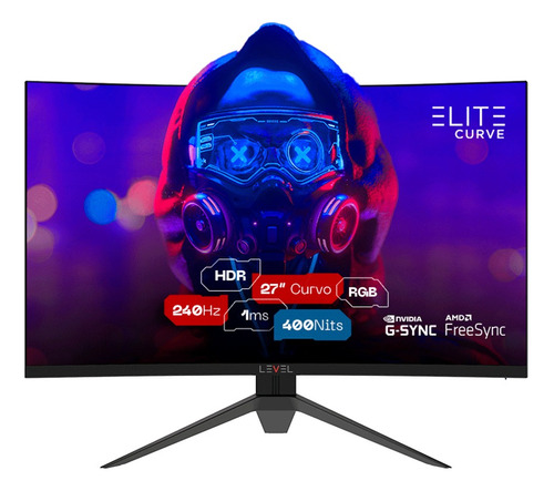 Monitor Gamer Level Elite Curvo 27 Eled 240hz 1ms Painel Va Cor Preto 110v/220v