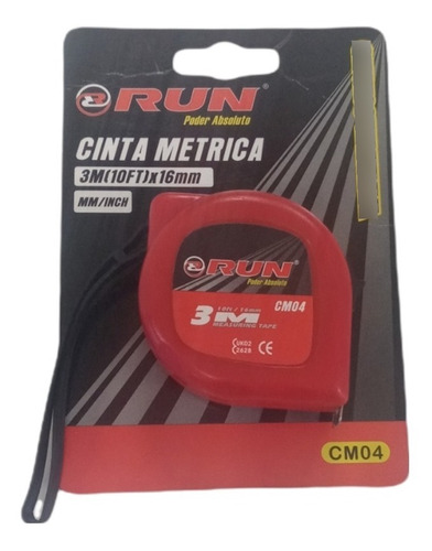 Cinta Metrica Reforzada Run 3mts X 19 Mm Cm04