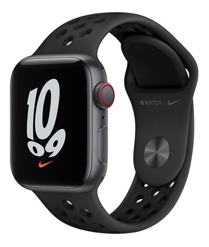 Apple Watch Nike SE (GPS + Cellular, 40mm) - Pulseira esportiva Nike Cinza-carvão/preto