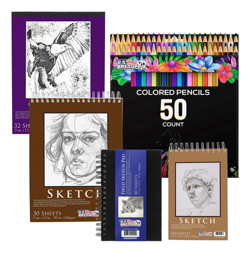 U.s. Art Supply Juego De 50 Lapices De Colores Para Adultos 