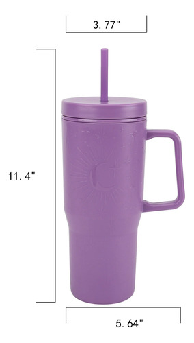 Vaso Tumbler Con Asa Y Popote 888ml Aislamiento Doble Pared