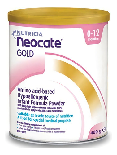 Leche de fórmula en polvo Nutricia Neocate Gold en lata de 4 de 400g - 0 a 12 meses