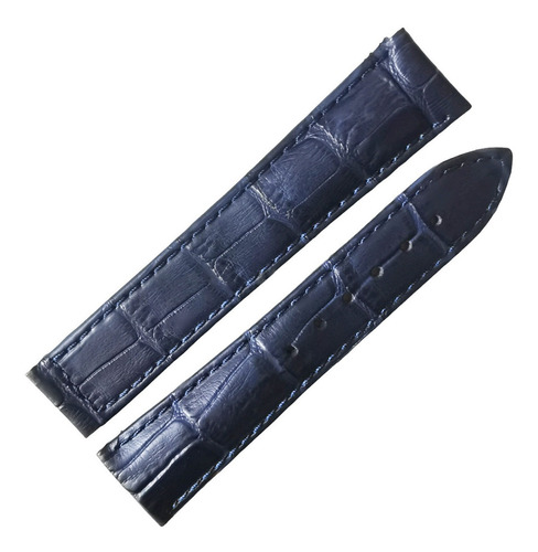 Extensible Correa Azul Piel 18mm Sin Broche Compatible Omega Ancho De La Correa 18 Mm