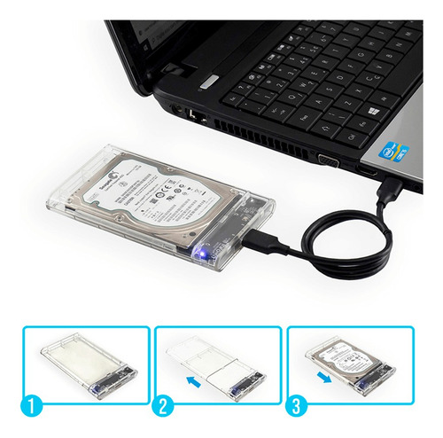 Case Para Hd Slim Externo Usb 3.0 Computador Ssd Hdd Sata 2.5 Notebook Pc Ps4 Transparente Bekcommerce
