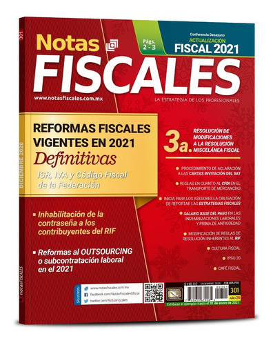 Revista Notas Fiscales 301 Diciembre 2020 Formato Impreso