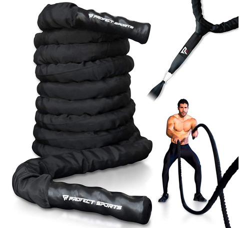 Pro Battle Ropes Con Kit De Correa De Anclaje Funda Pro...