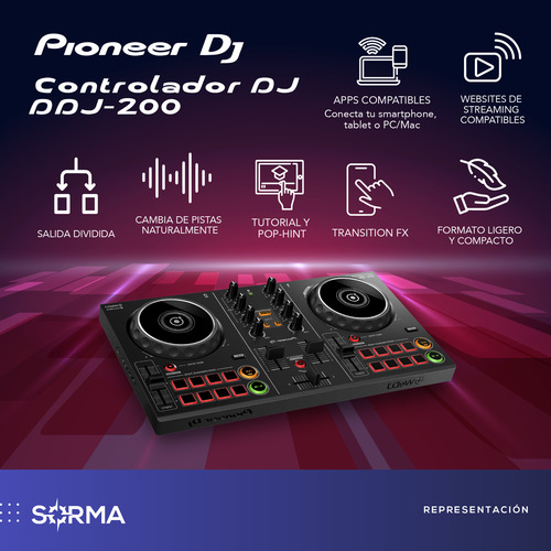 Imagen 2 de 10 de Controlador Consola Mezcladora Dj Pioneer Ddj-200 Usb-b
