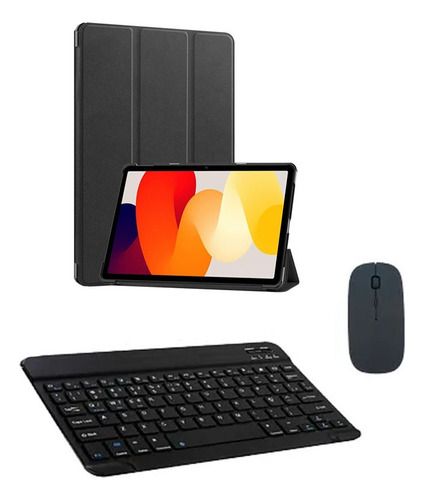 Capa Book + Teclado + Mouse Sem Fio Para Galaxy Tab S10 Fe
