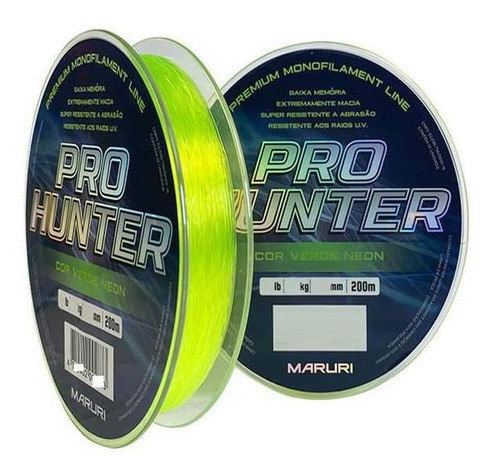 Linha Monof. Maruri Pro Hunter 0,37mm 25lb 200m Verde Neon