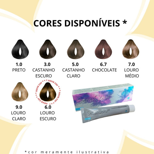 Tintura Coloração Sensicolor Hipoalergênica Antialérgica Cores 6,7 CHOCOLATE