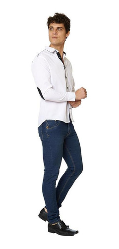 Camisa Casual Semi Formal Hombre Blanca Con Coderas | MercadoLibre