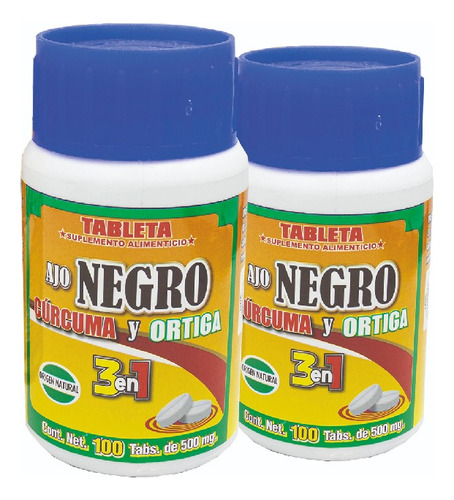 Kit 2 Suplemento Alimenticio Ajo Negro Con Curcuma Y Ortiga Sabor Sin Sabor