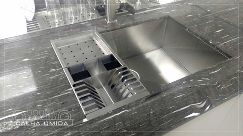 Cuba Inox Quadrada 500 X 400 Com Cesto Escorredor E Válvula Cor Escovado Scotch Brite