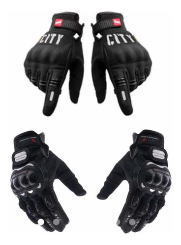 2 Pares Guantes Moto Variados Protección Nudillos