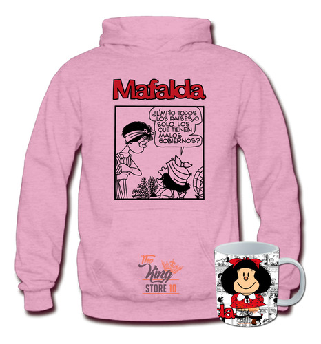 Poleron + Taza, Mafalda Caricatura, Periodico, Tira Comica, Quino / The King Store