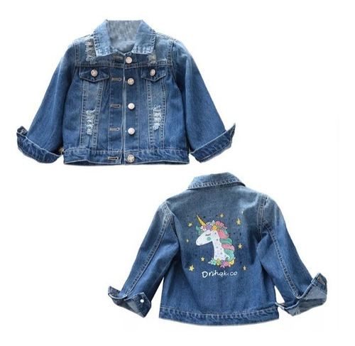 Chaqueta Con Solapa Para Niña Denim Azul 2 - 8 Años