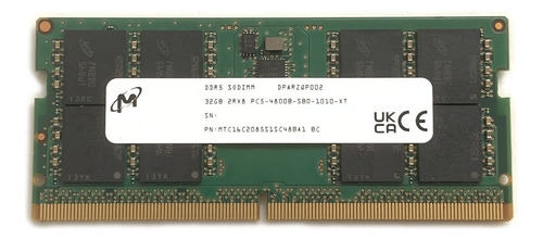 Memória Notebook 32gb Micron Ddr5 4800mhz Mtc16c2085s1sc48ba