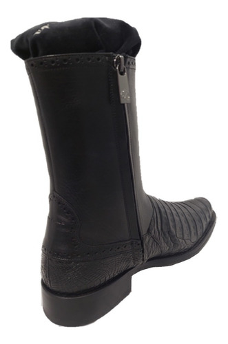 Imagen 5 de 6 de Botin De Vestir Hombre Franco Cuadra Oval Cocodrilo Negro